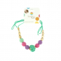 Collier d'allaitement et de portage Fleur - vert d'eau, rose, lila et bois de genévrier
